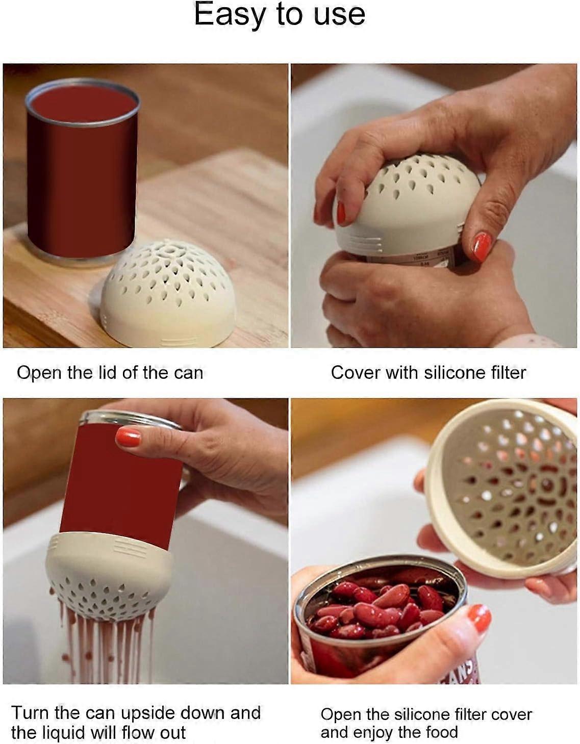 3-piece mini colander, portable silicone drainer, mini colander food cans strainer filter drain cover - drain and contain food quickly