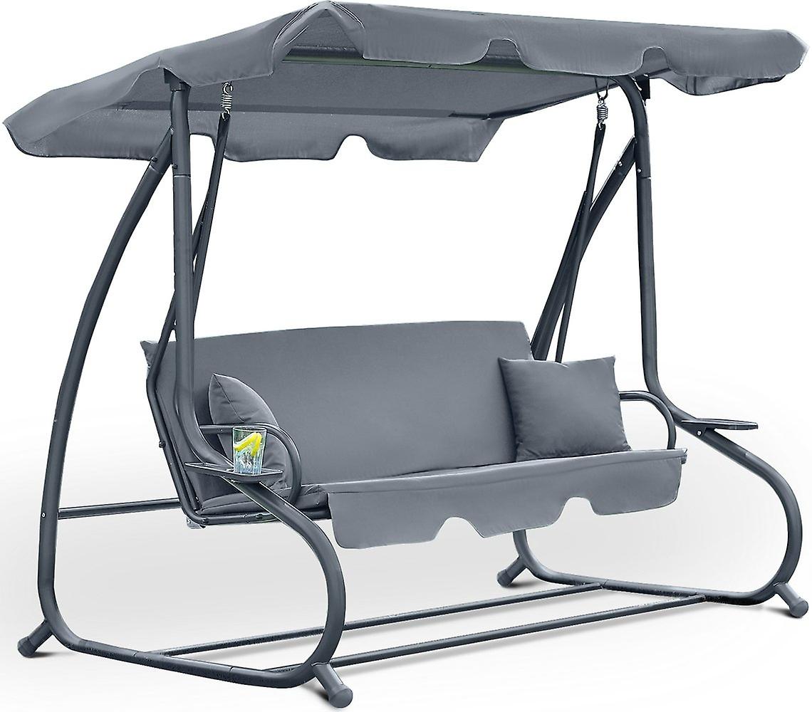 Schommelbank 3-zits grijs - 230 x 127 x 172 cm