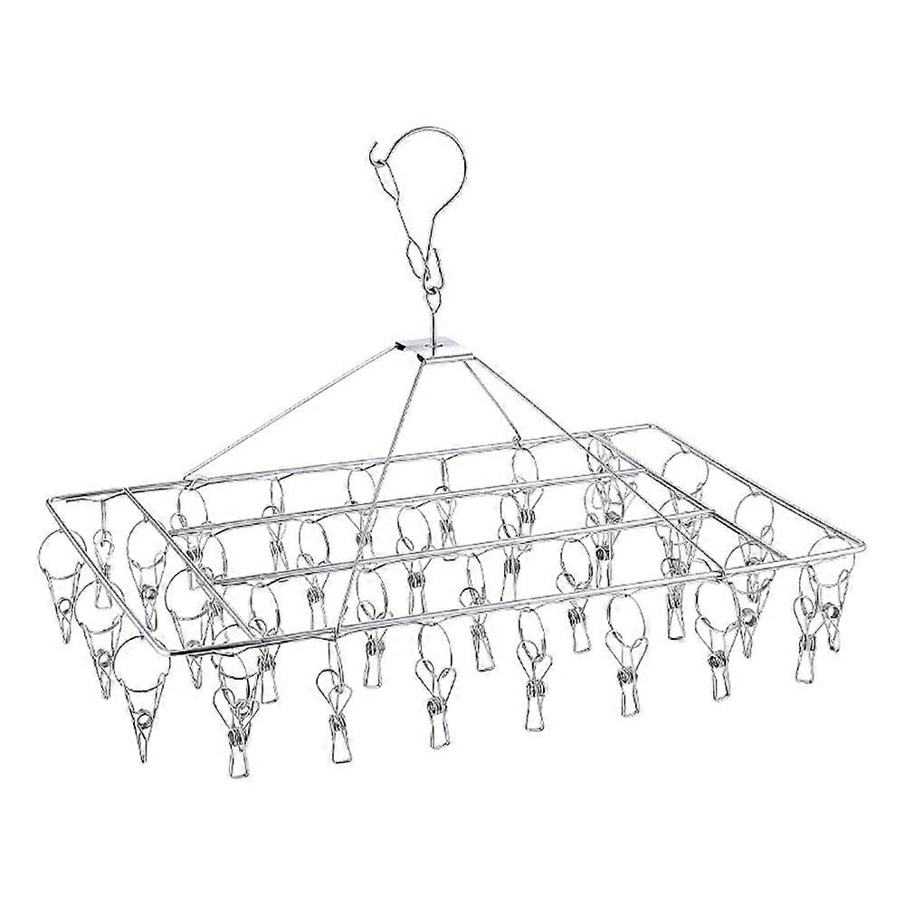 Foldable stainless steel sock rack with 40 clips