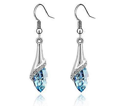 Long Dangle Water Drop Earring, Rose Red Crysta