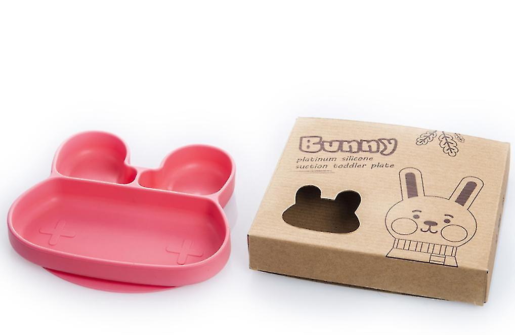 Rabbit Red Children's Silicone Dinner Plate, Food Divider Bowl