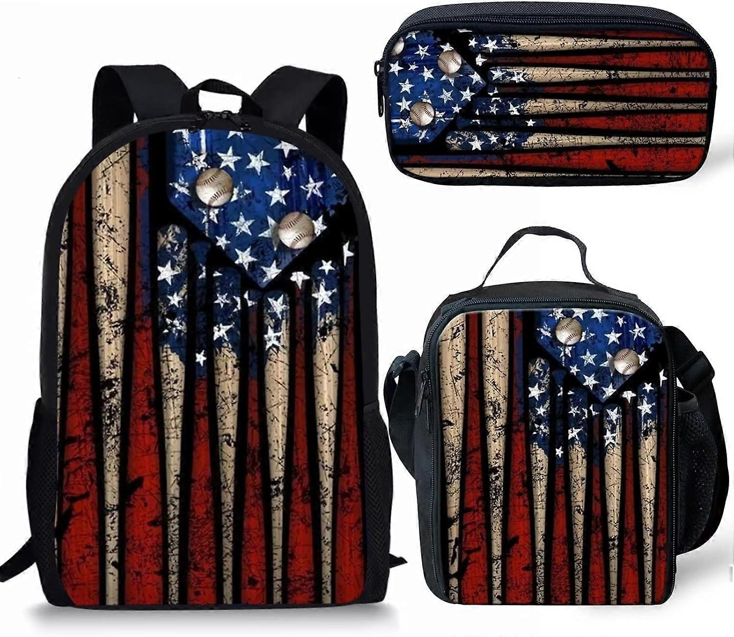 حقيبة ظهر للأطفال والبنات والبنين حقيبة المدرسة الابتدائية مجموعة 3 قطع مع صندوق غداء وقلم رصاص