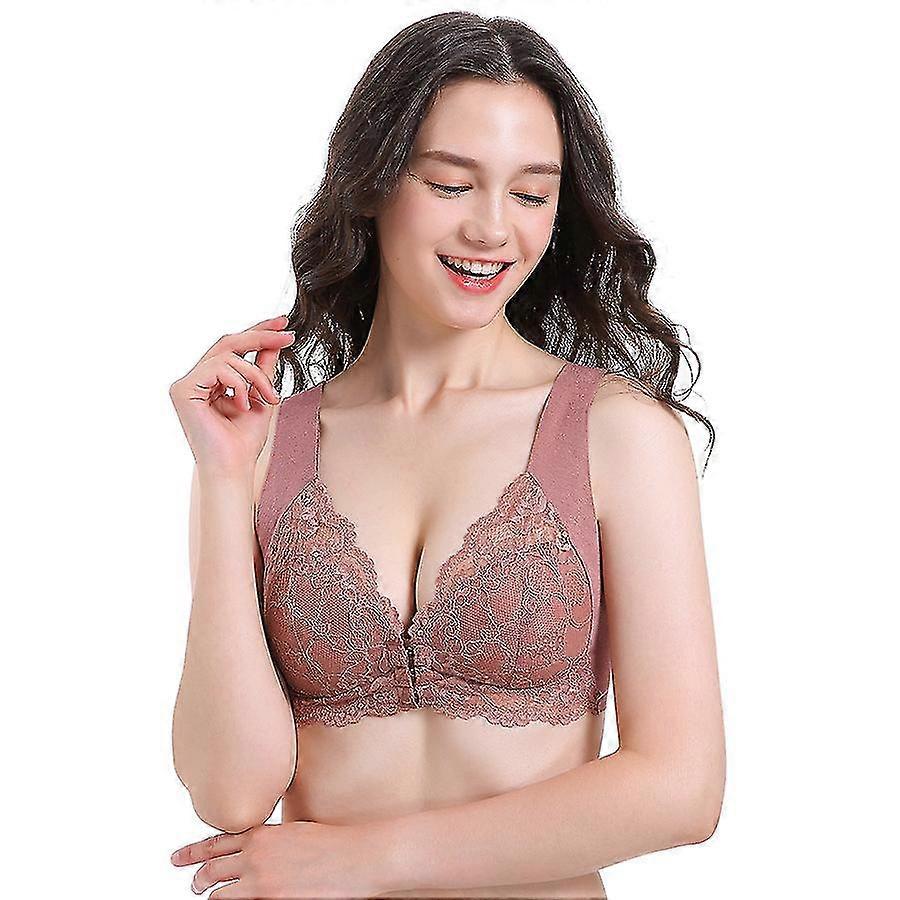 Front Closure Bra With Floral Lace Lift Stretch 5d Shaping Seamless Bra Push Up Full Coverage