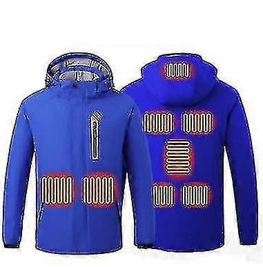 Intelligent Heating Rushing Jacket Men Eight Zones Large Area Usb Heating To Keep Warm And Cold Outdoor Fashion Warm Clothing Jacket - Blue