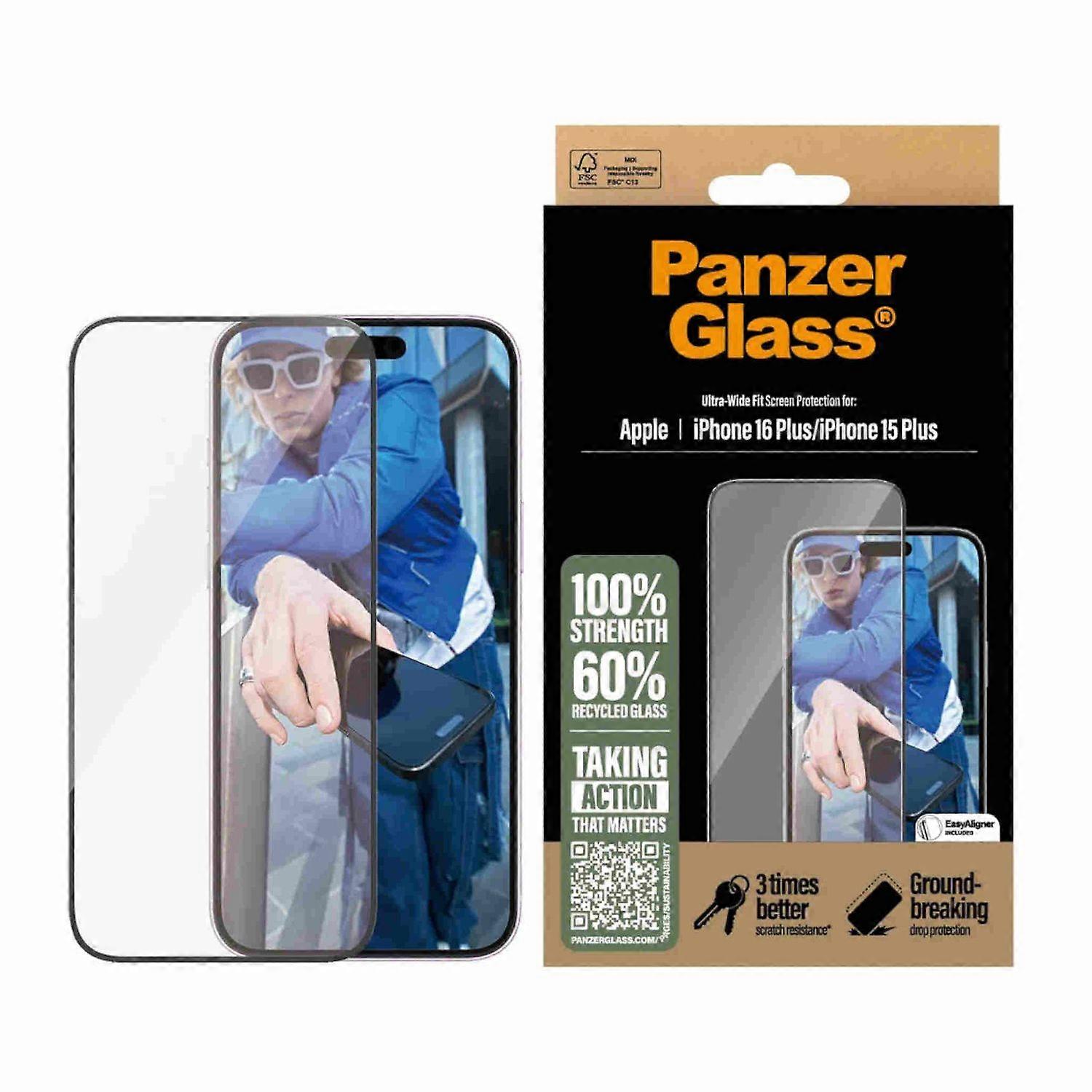 PanzerGlass for Apple iPhone 16 Plus Screen Protector Ultra-Wide