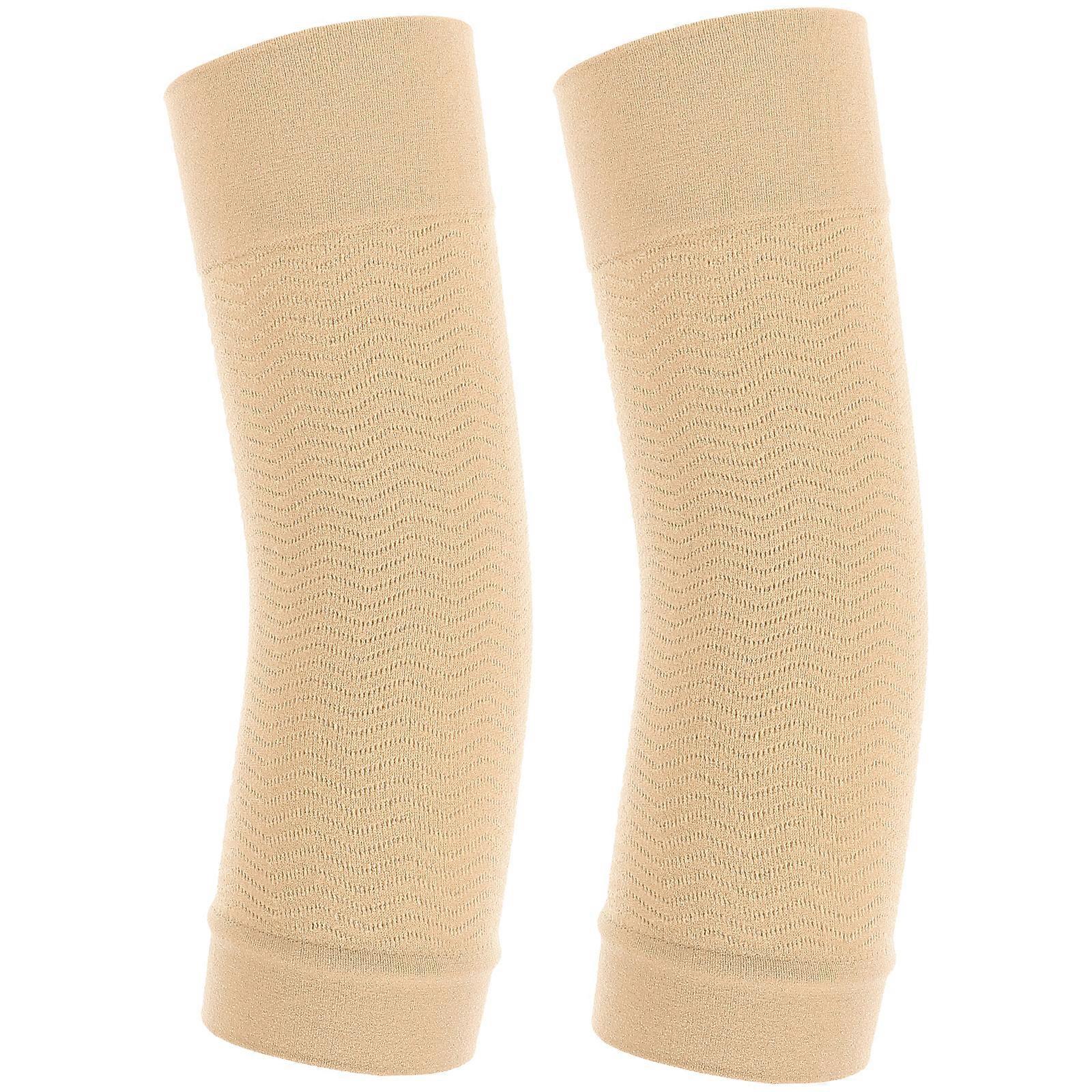 1 Pair Elastic Compression Arm Sleeves Slimming Improve Shaper Sleeve Protective Upper Arms Shaper Sleeve for Fitness (Beige)