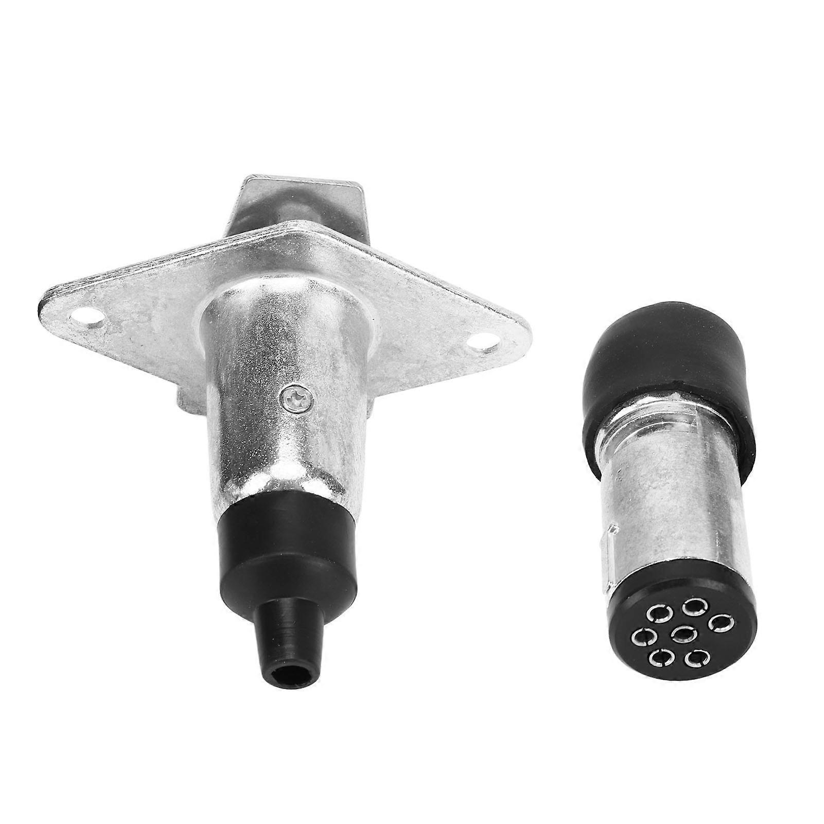 7 Pin Trailer Plug and Socket Set Small Metal Trailer Accessory Replacement for RVs Caravans Trailers YEMAA