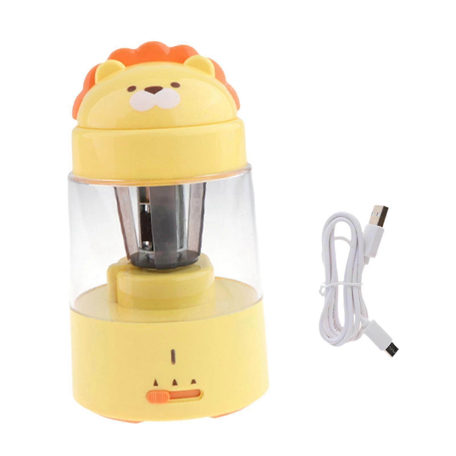 Semi Auto Pencil Sharpener Container Portable Pencil Sharpener for Classroom yellow