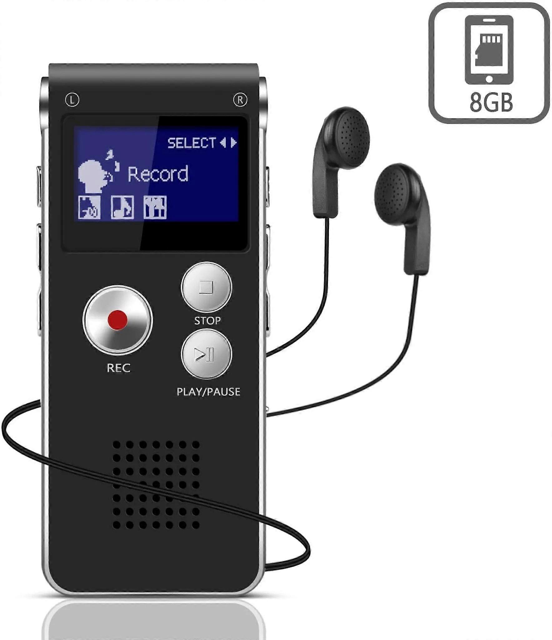 Dictaphone 8 Gb Digital Voice Recorder Black