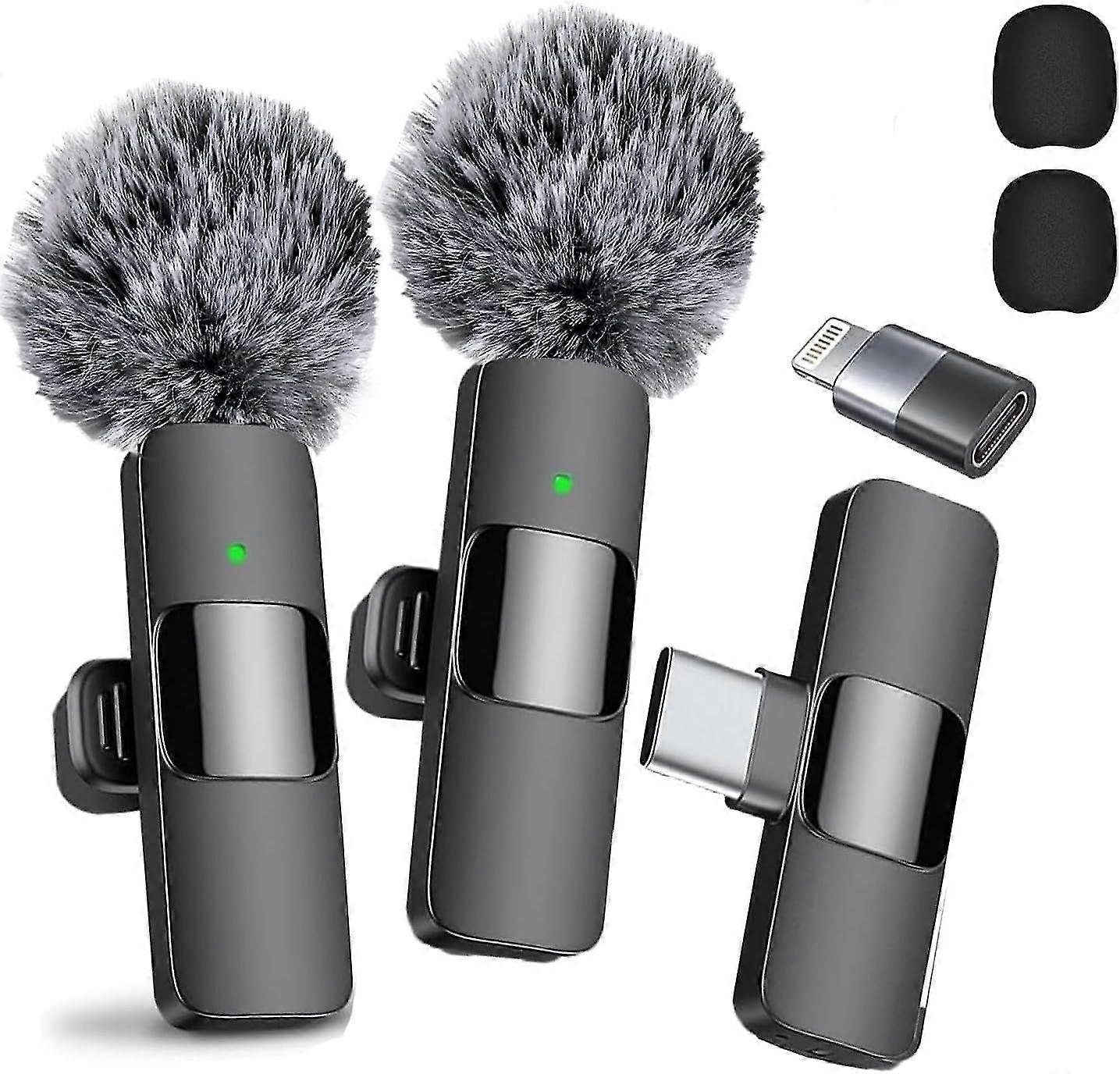 Lot de 2 microphones cravate sans fil professionnels 2024, réduction du bruit, enregistrement ultra clair avec port USB-C pour iPhone 15 Pro Max, iPad, Android, Live St