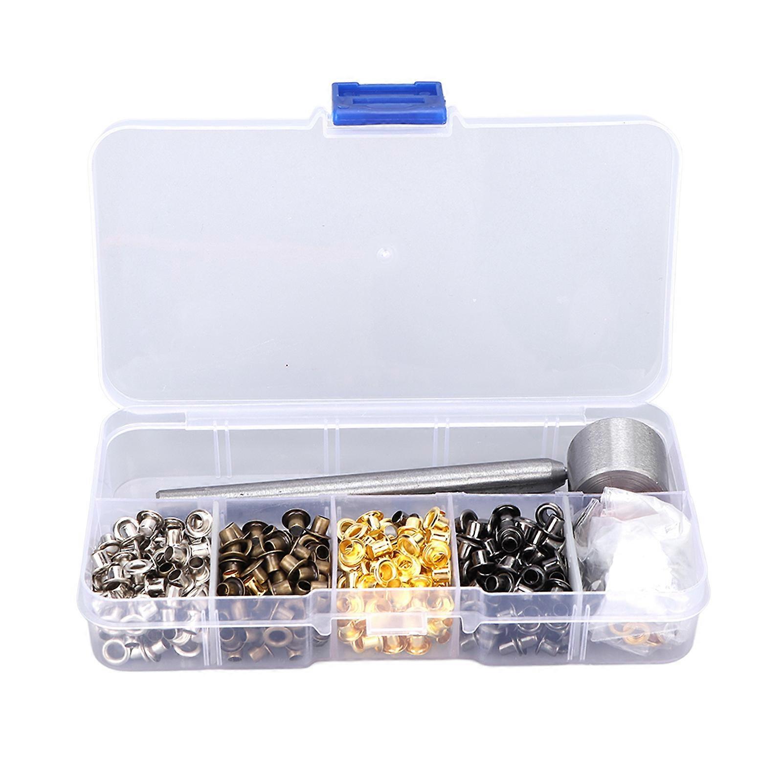 400pcs Grommets 3mm Plated Copper Metal Grommet Kit with Storage Box for Clothing Modification