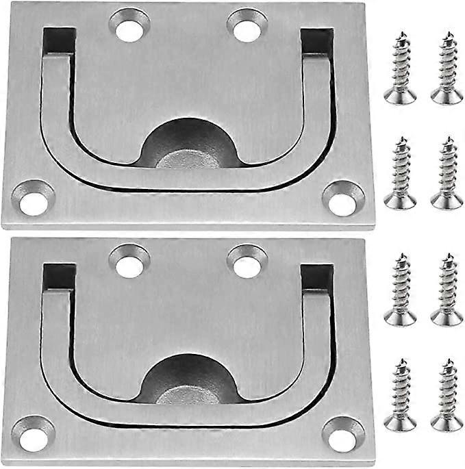 ZK- 2 Boat Flush Hatches Stainless Steel Boat Handle Recessed Boat Hatch Recessed Handle with 8 Screws for Boat Yachting Boat Cabinet Locker