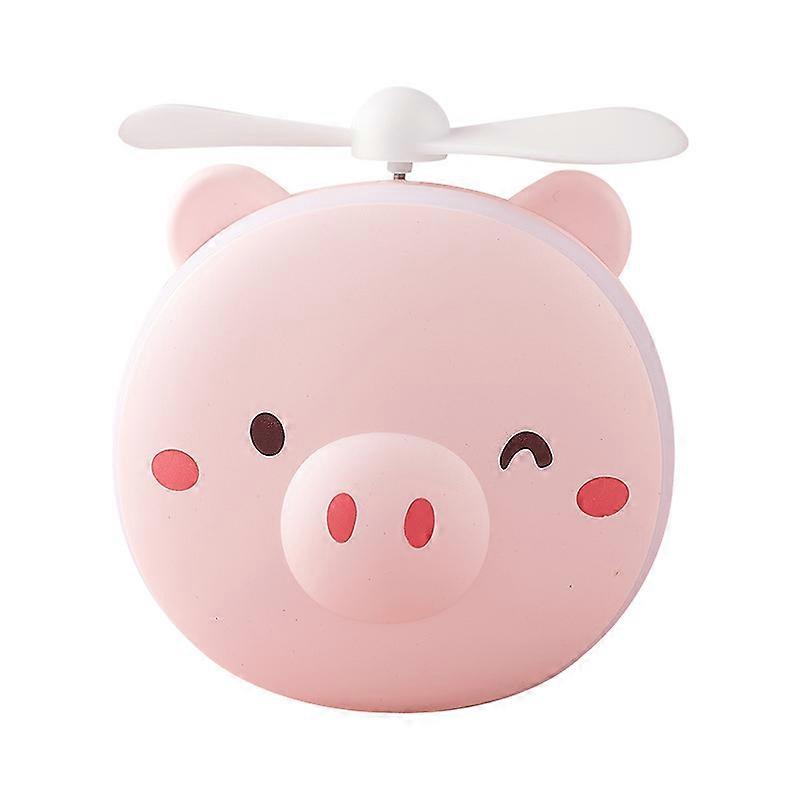 Pocket Portable Piggy Shape Mirror with LED Light and Fan, Mini Foldable Light up Mirror for Makeup for Girls with Cute Shape and USB Rechargeable,202
