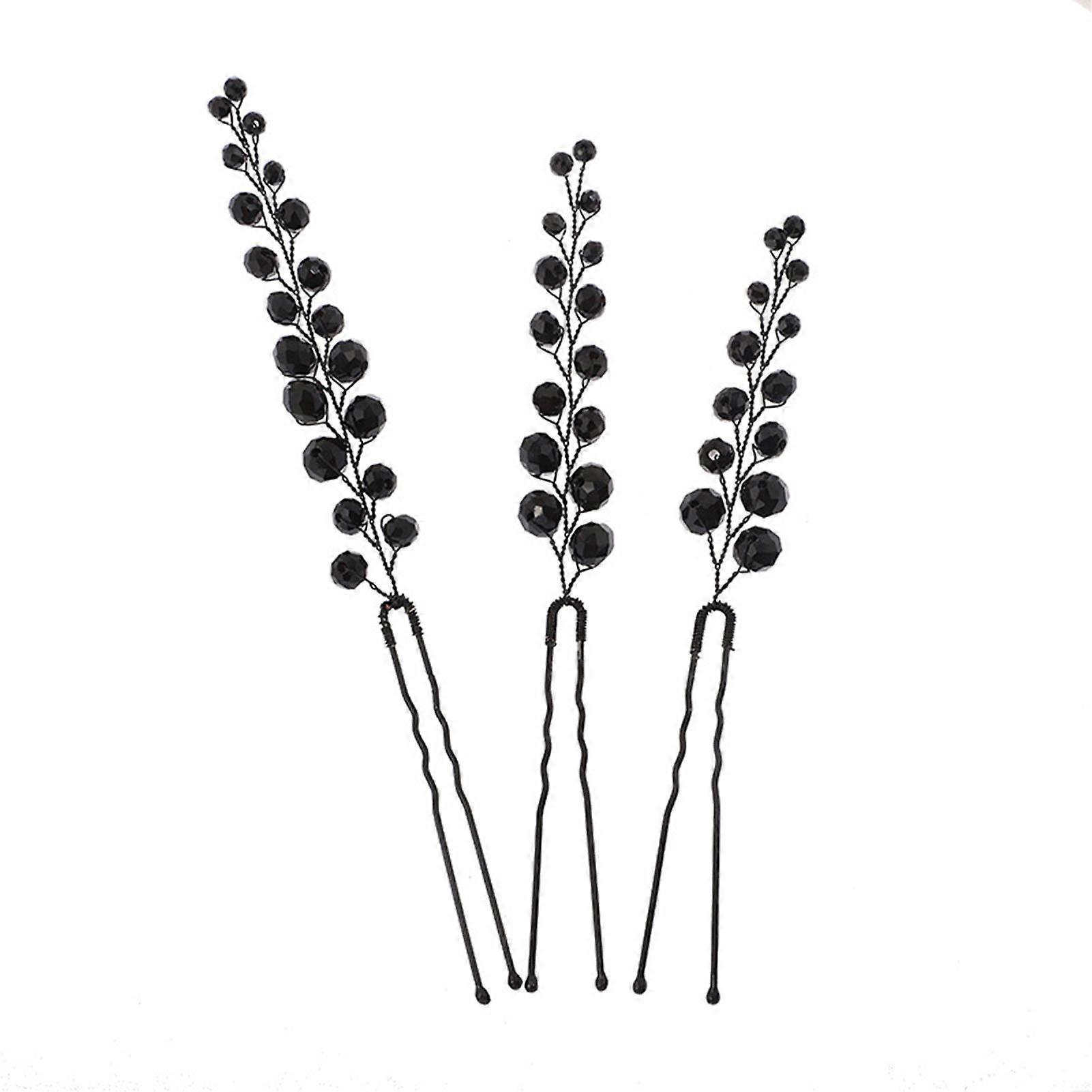 Black Artificial Crystal Bundle Hair Pins Imitation Crystal Long Lasting Strong Grip Hairpin for Women Mother Daughter