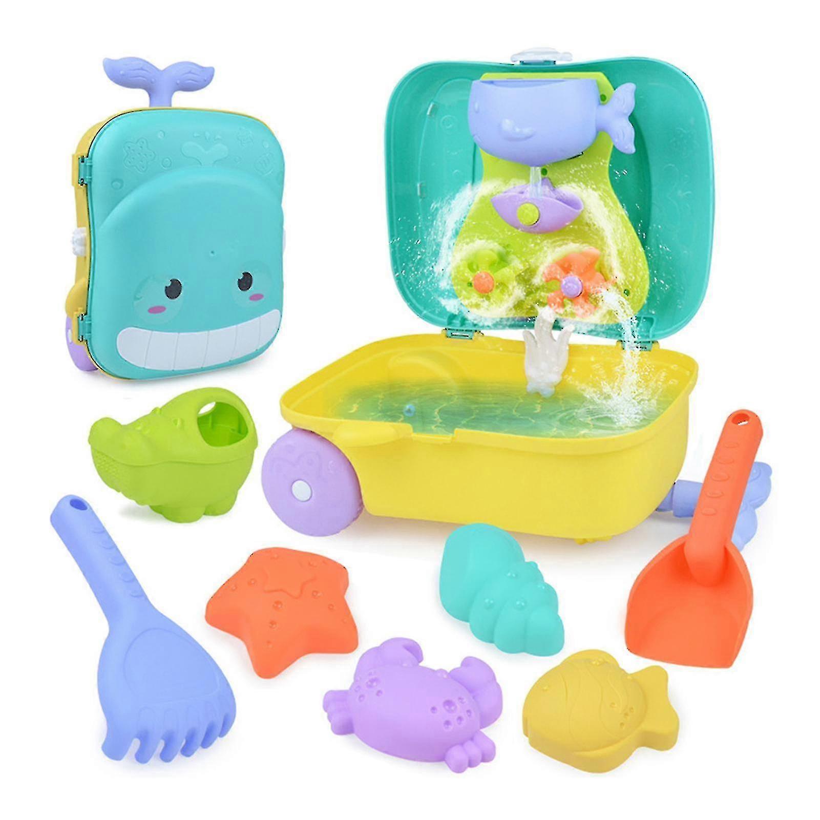 8pcs חוף חול צעצוע להגדיר עם אחסון מזוודה מים צעצוע להגדיר לילדים