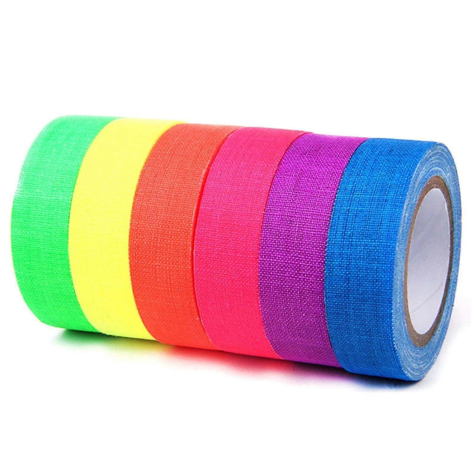 Luminous Tape 6pcs/set Fluorescent Uv Cotton Tape Matte Night Self-adhesive Glowing In The Dark Glowing
