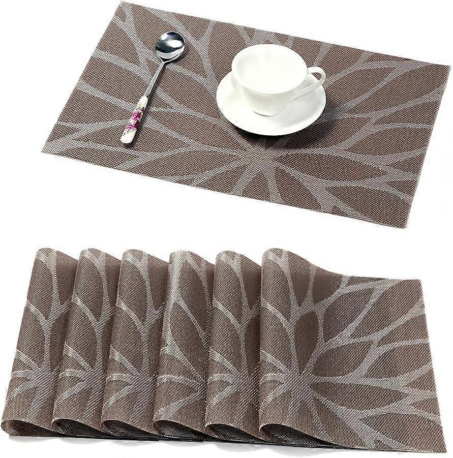 Table set with 6 for kitchen dining table PVC Non-slip placemats, non-slip, washable, placemats