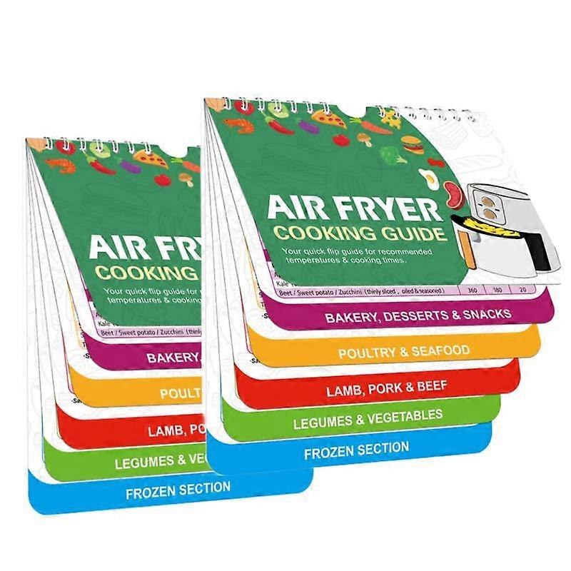 2Pcs Air Fryer Cheat Sheet Magnets Cooking Guide Booklet Cooking Times Chart Set
