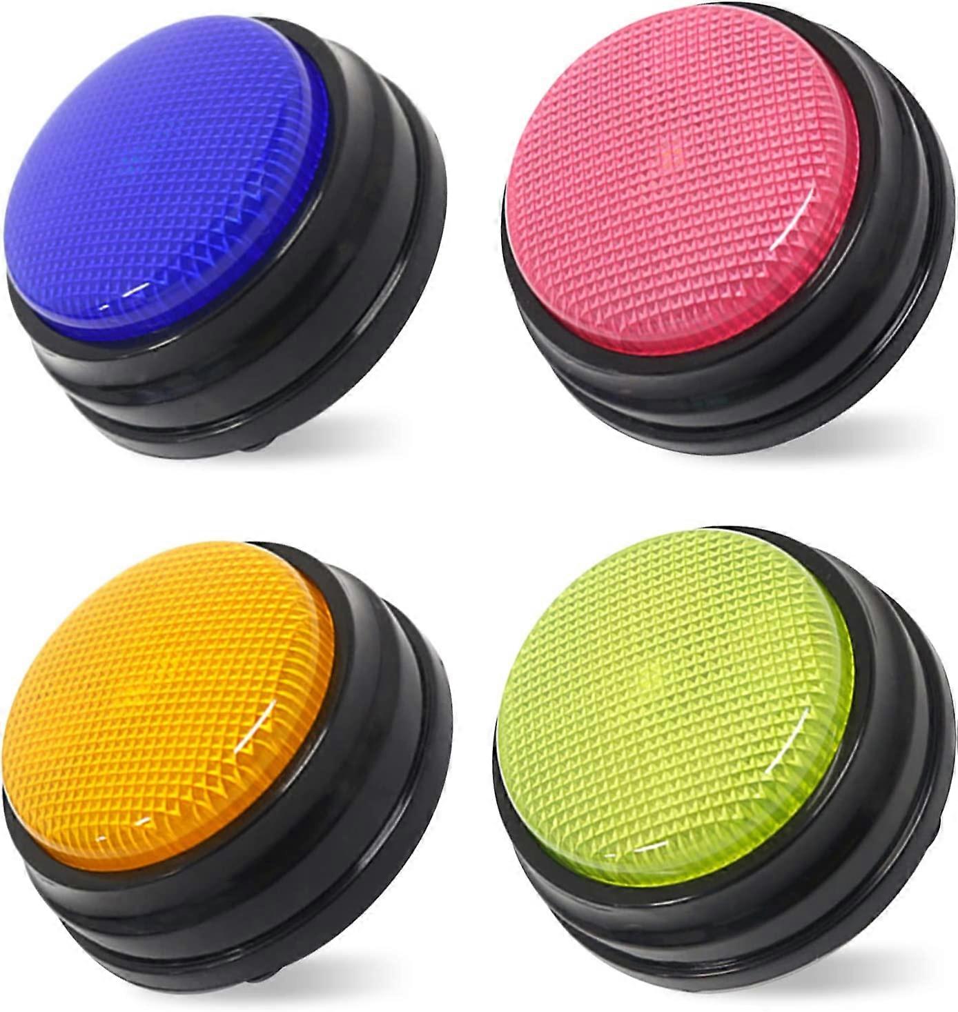 CalmGeek Recordable Answer Buzzers Set of 4 Learning Tools Answer Buzzers with Led Function (Pink)