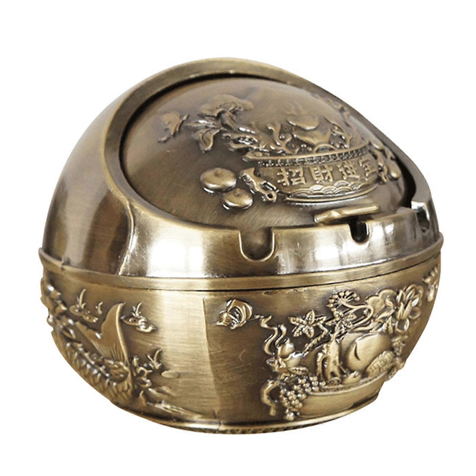 Ashtray Ball Shaped Windproof Alloy Anti-fall Ash Container for House KAESI