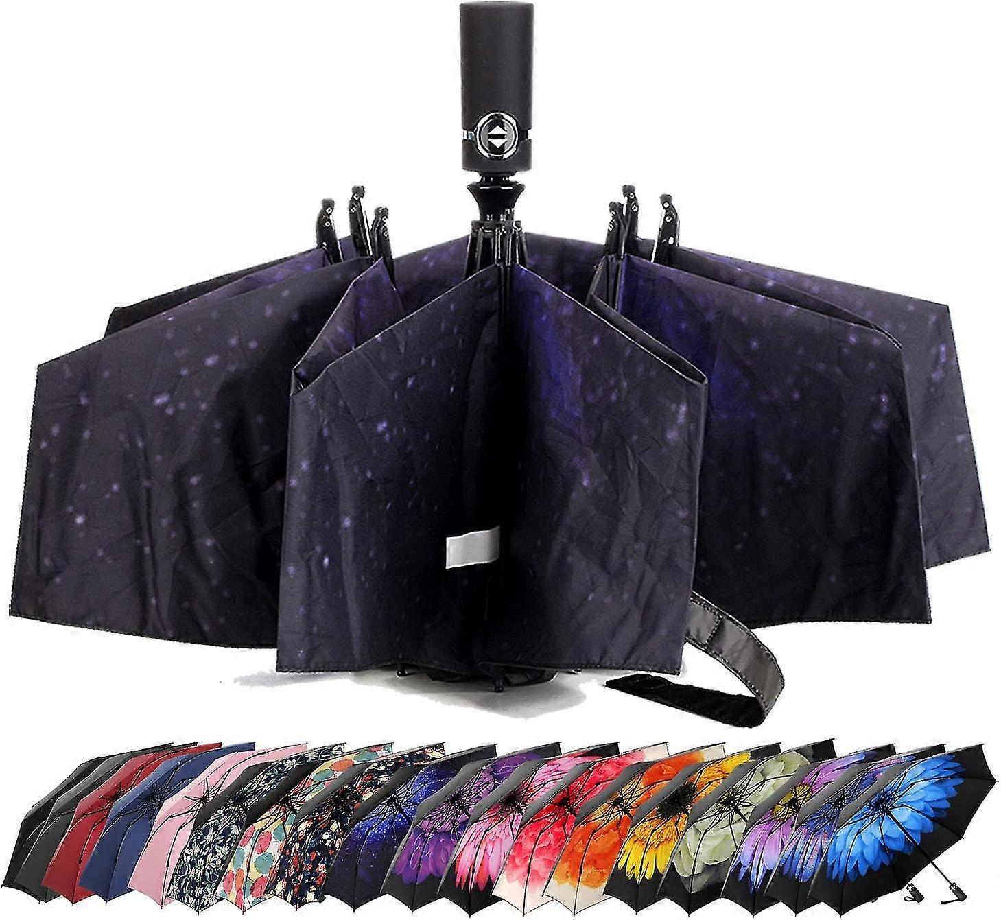 Umbrella Windproof Travel Umbrella Compact Folding Reverse Umbrella