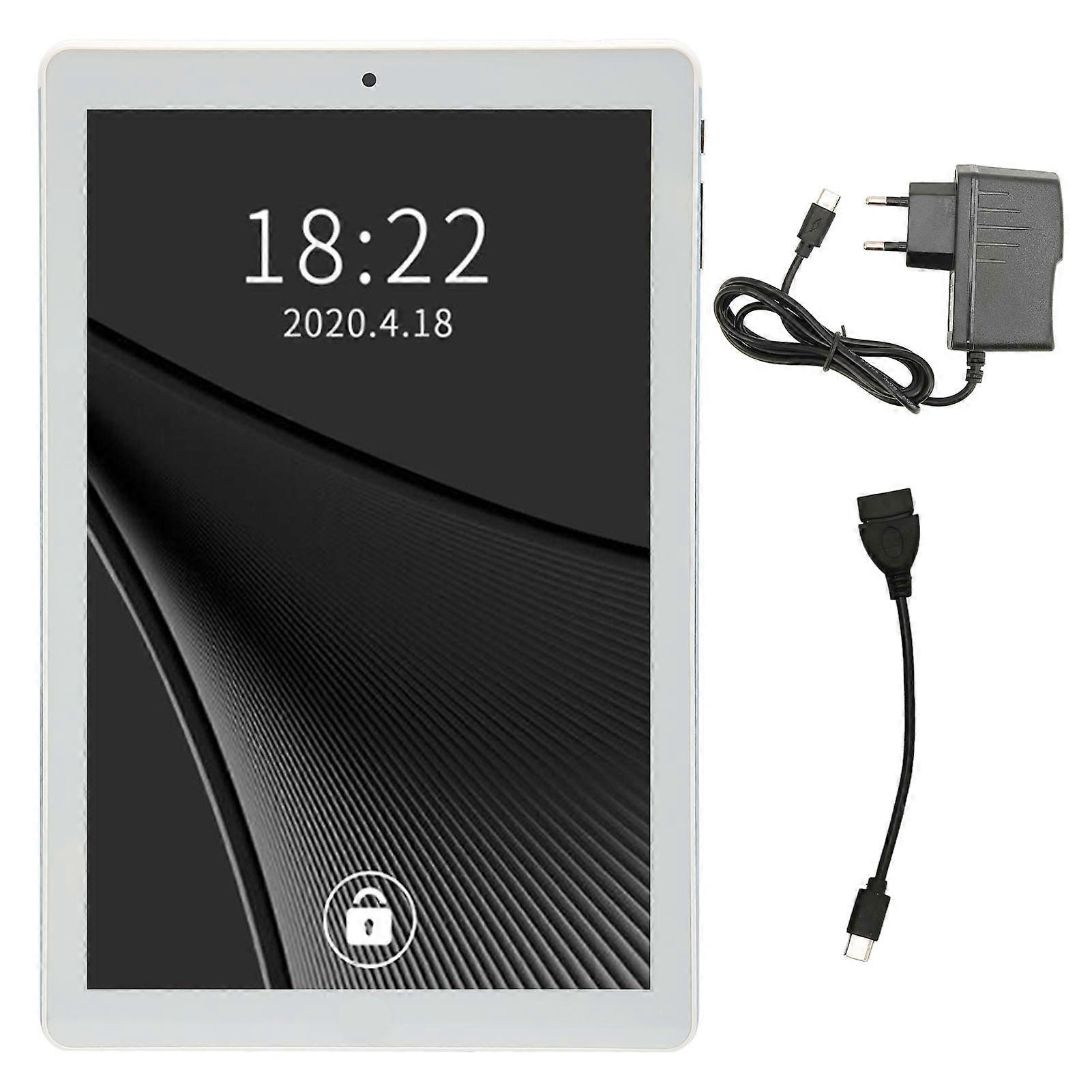 pour Android 11 Tablette 10 pouces 3 Go de RAM 64 Go de ROM Octa Core IPS Tablette à écran tactile avec réseau 3G WiFi 100 ?240V Bleu EU Plug