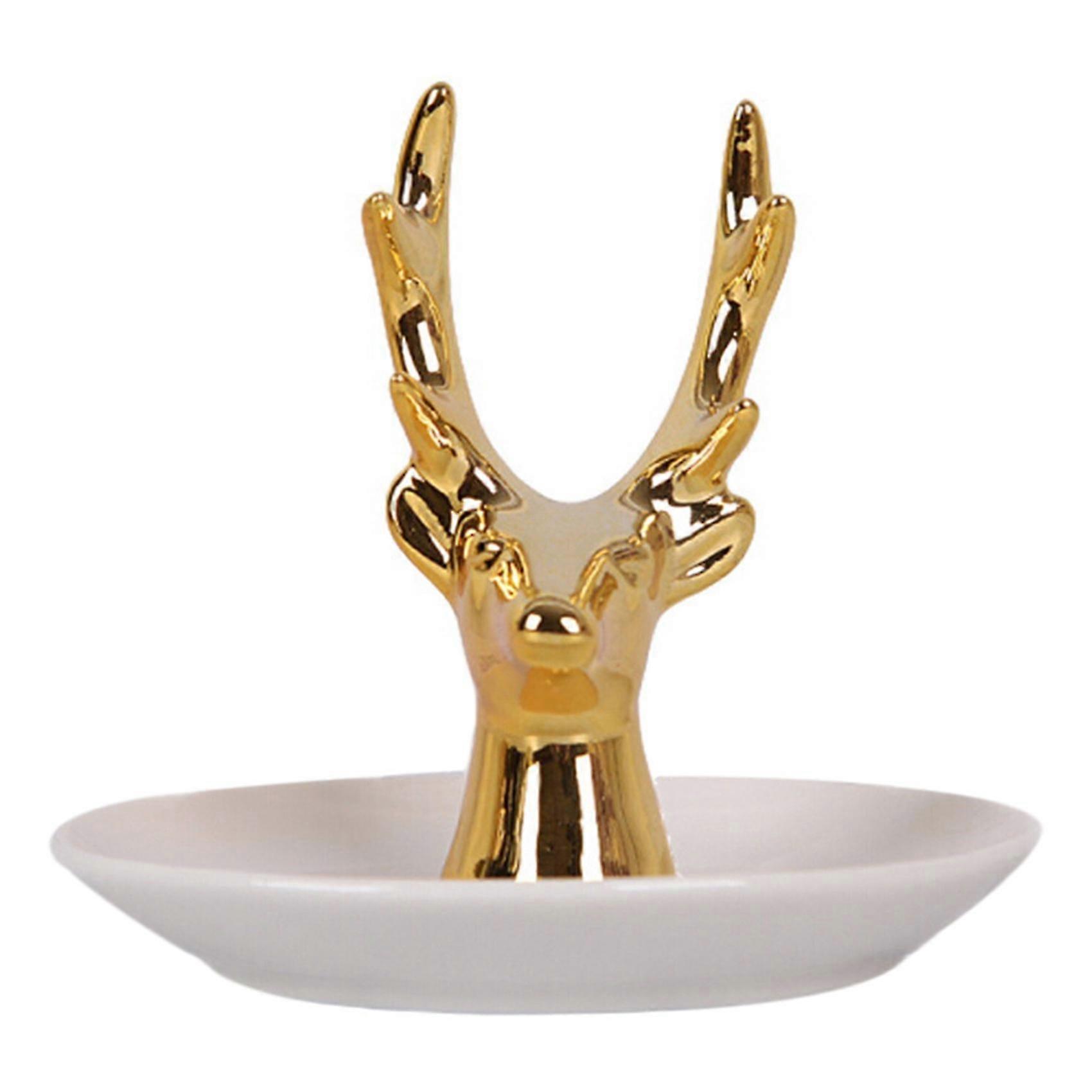 ceramic deer head jewelry display holders tray ring bracelet storage