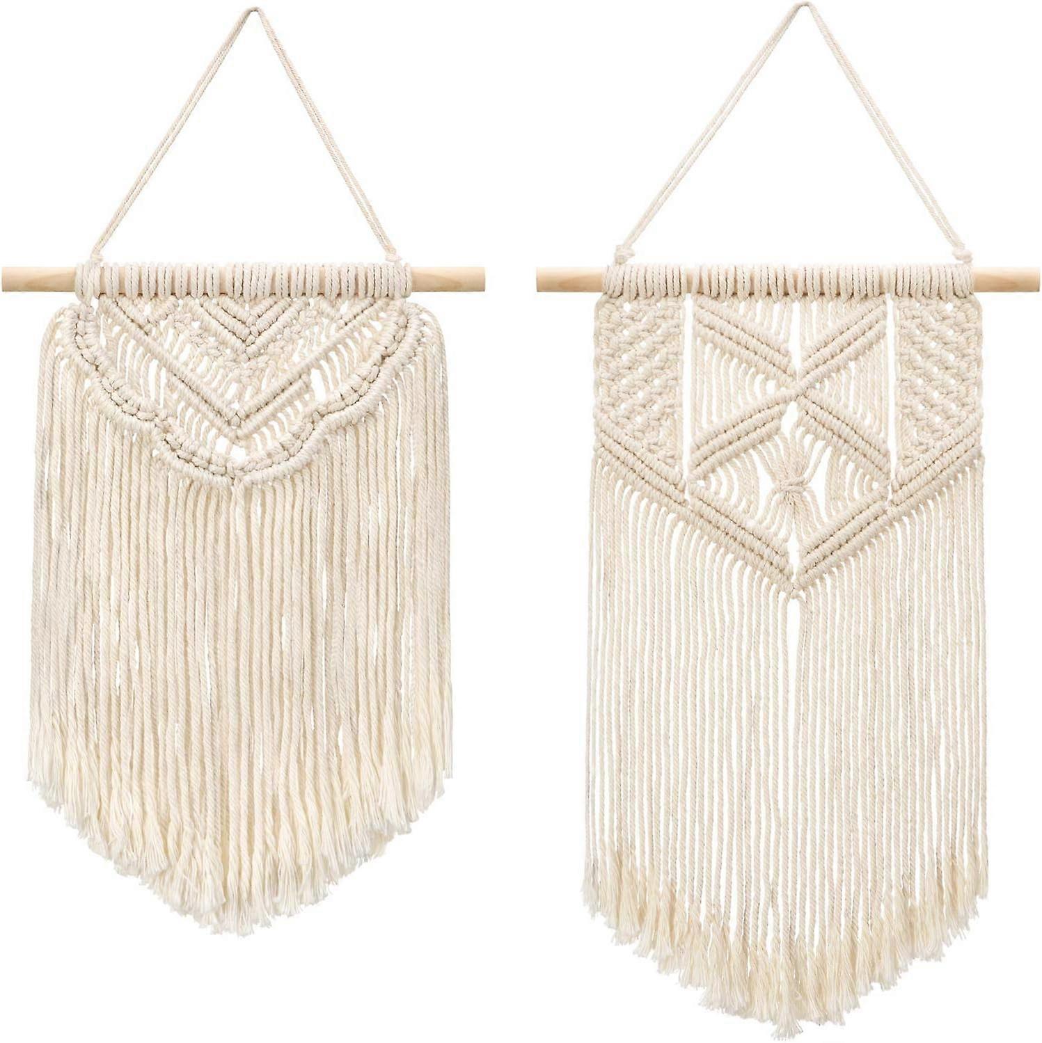 2 Pcs Macrame Wall Hanging Art Woven Wall Decor Boho Home Chic Decoration