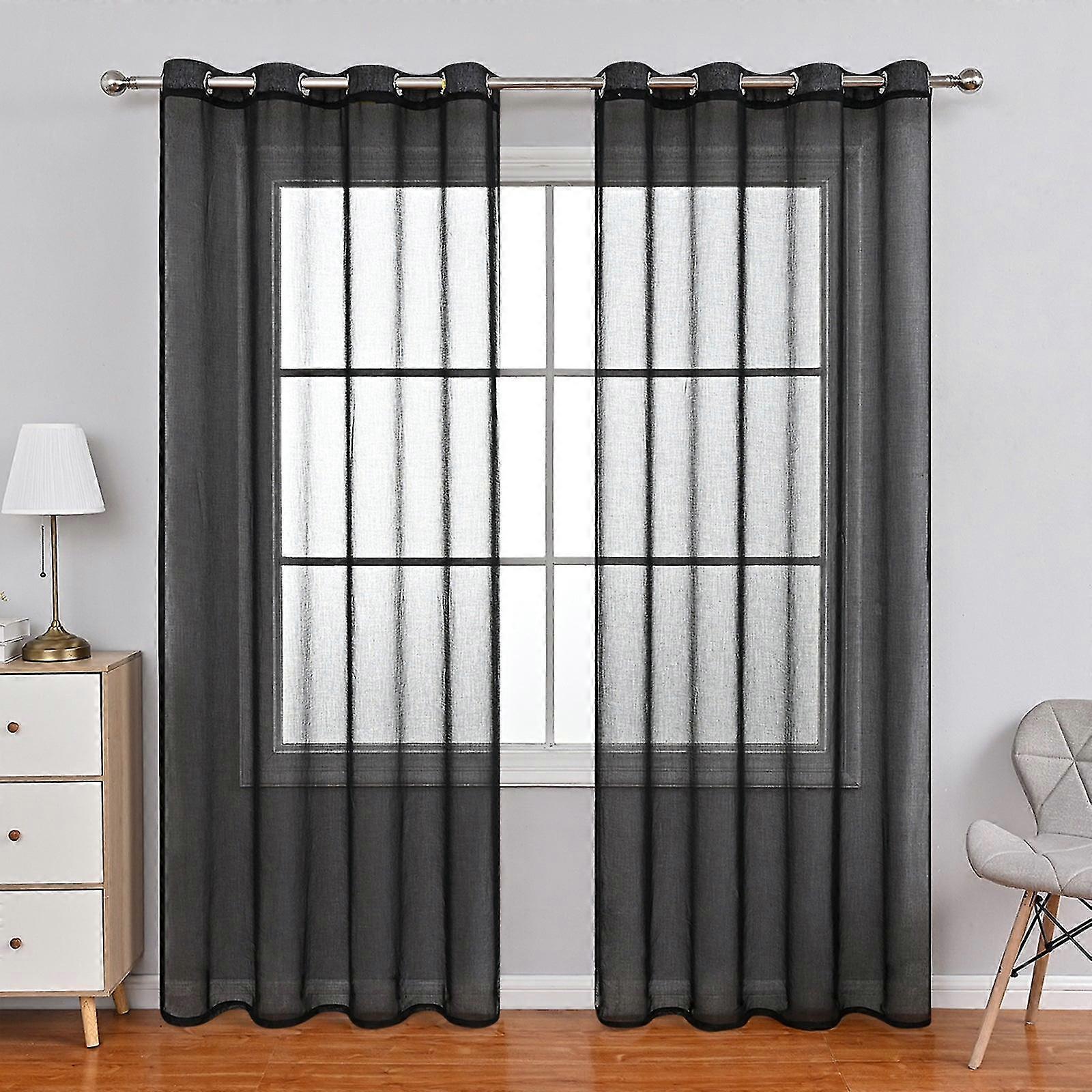 Transparent sheer curtains, 1 panel, black, 100*130cm/100*200cm/100*250cm/140*260cm