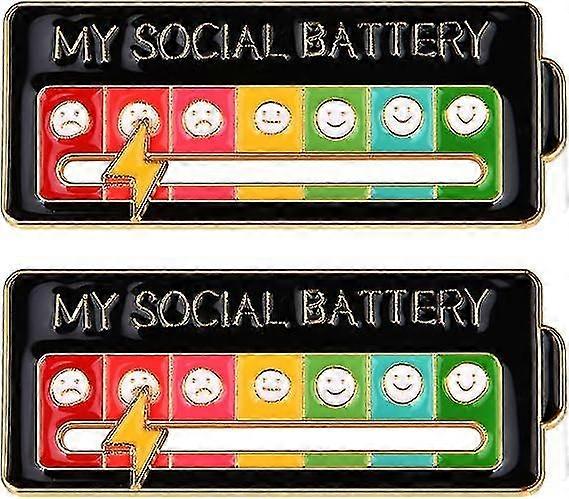 دبابيس البطارية الاجتماعية الخاصة بي ، دبوس بروش مزاجي اجتماعي مضحك لمدة 7 أيام ، دبابيس مزاجية تفاعلية مع بروش دبوس تعبير إبداعي قابل للتعديل (أسود)