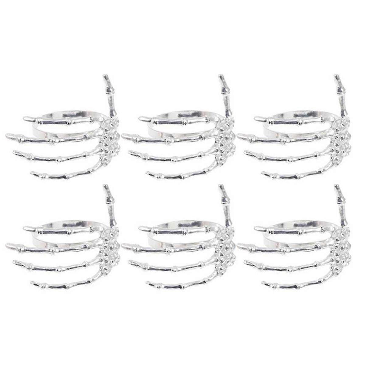 6Pcs Halloween Napkin Rings Decoration Alloy Claw Serviette Buckle Ring for Halloween Parties Table