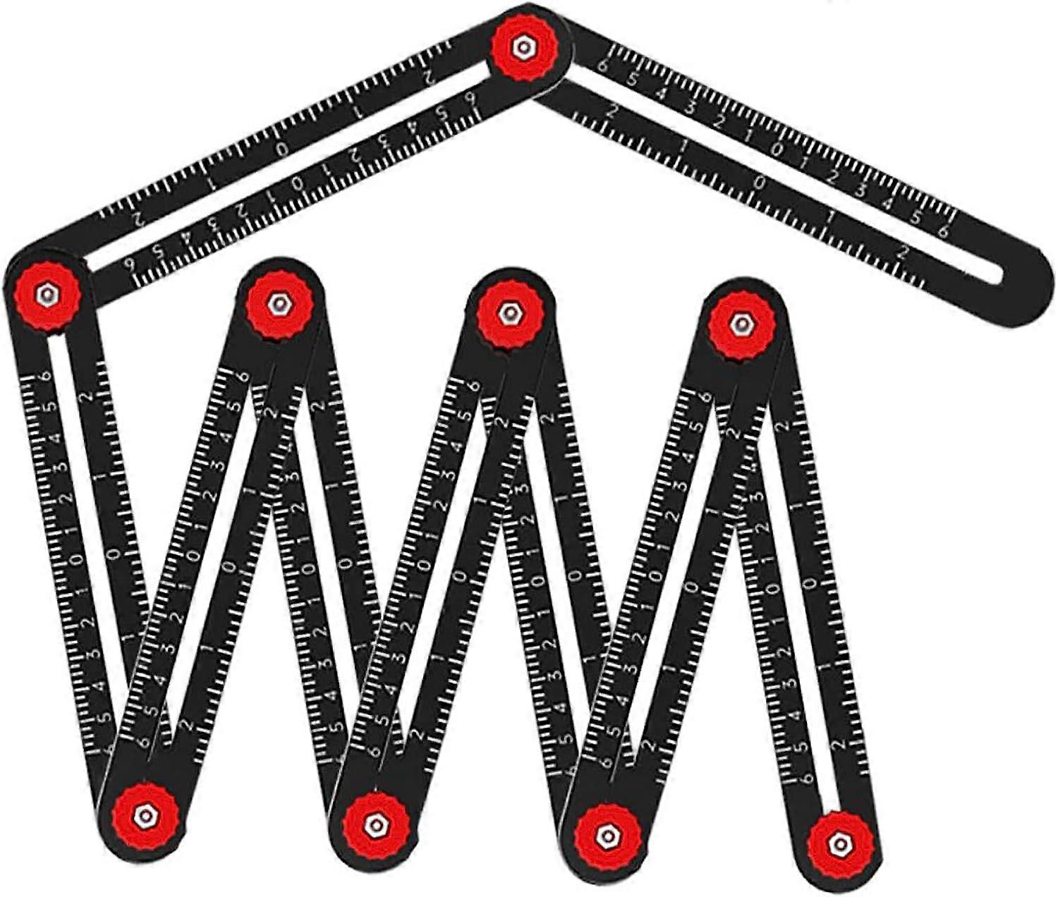 Multi-Angle Measuring Ruler, 9 Sides Accurate Aluminum Alloy Metal Template Layout Tool with Ceramic Tile Punch, Drill Guide