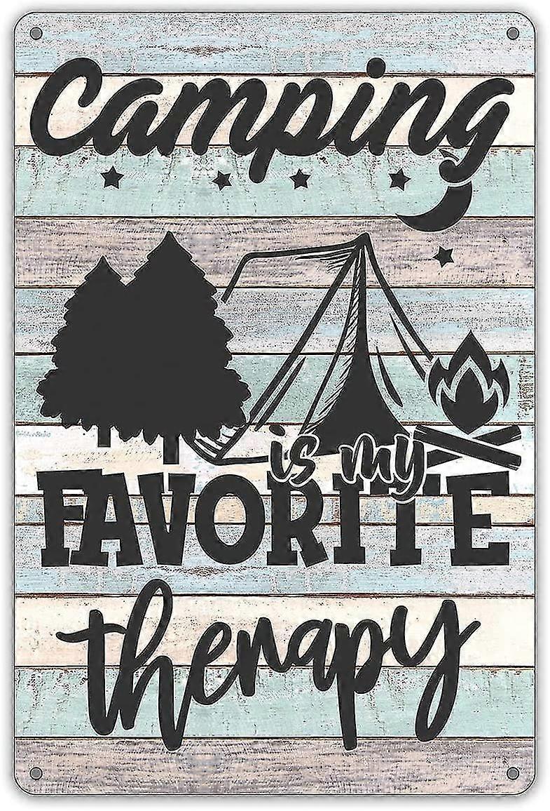 Decoração de Parede de Lata de Metal "Acampamento Engraçada É Minha Terapia Favorita" 8x12 Polegadas OU 12x16 Polegadas Modo 175