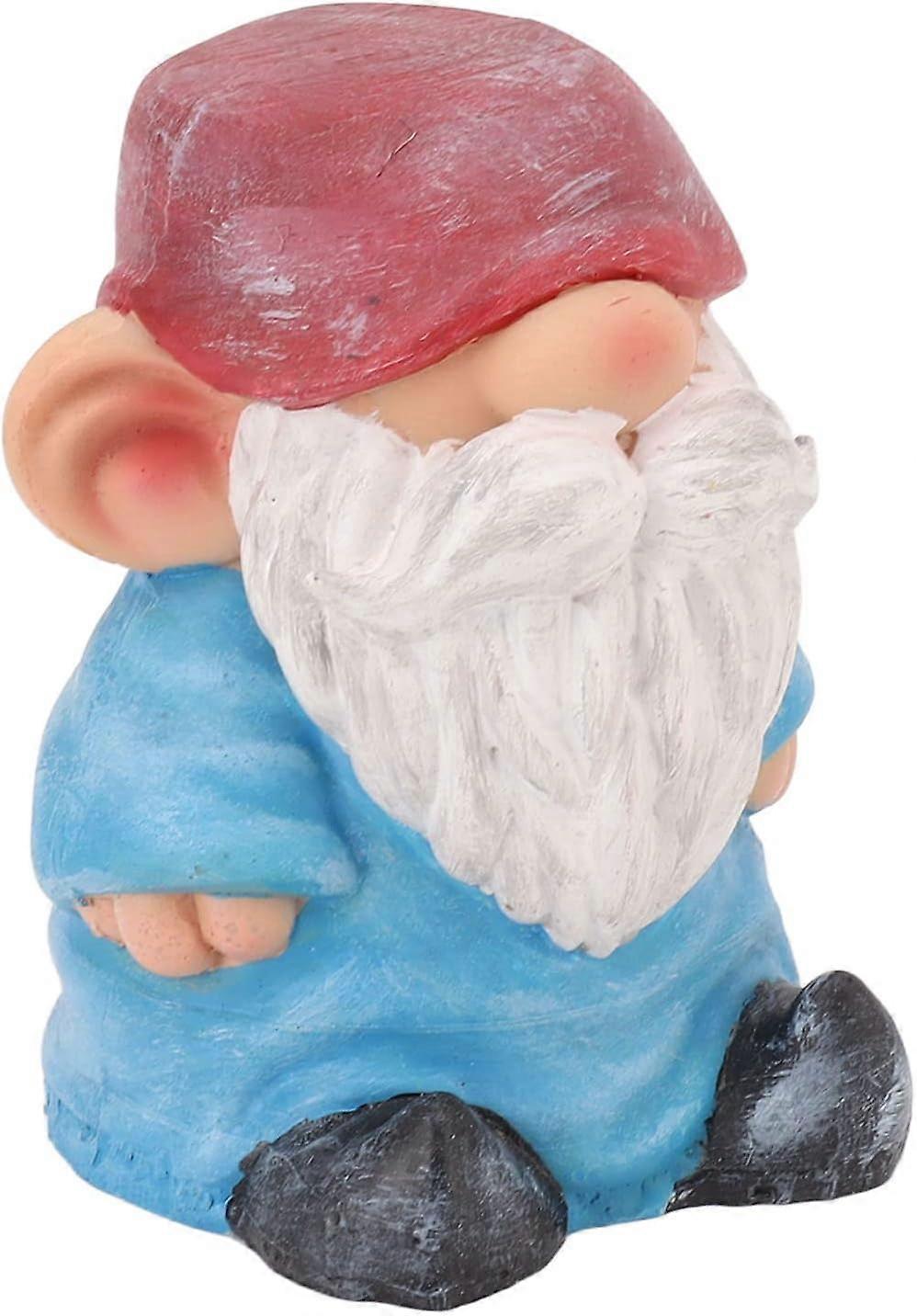 Garden Gnome Figurine, Resin Structure with Stable Bottom, Small Compact American Style for Patio (Blue Flat Head)