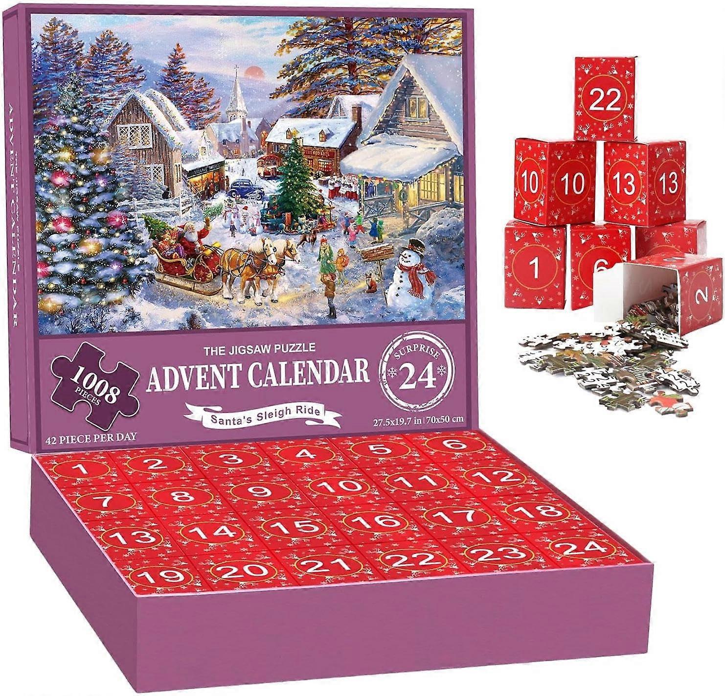 Puzzle Christmas Advent Calendar, 24 Days Christmas Puzzle Gift, 2023 Christmas Emporium Countdown Calendar, 1008 Pieces Surprise Countdown Puzzles fo