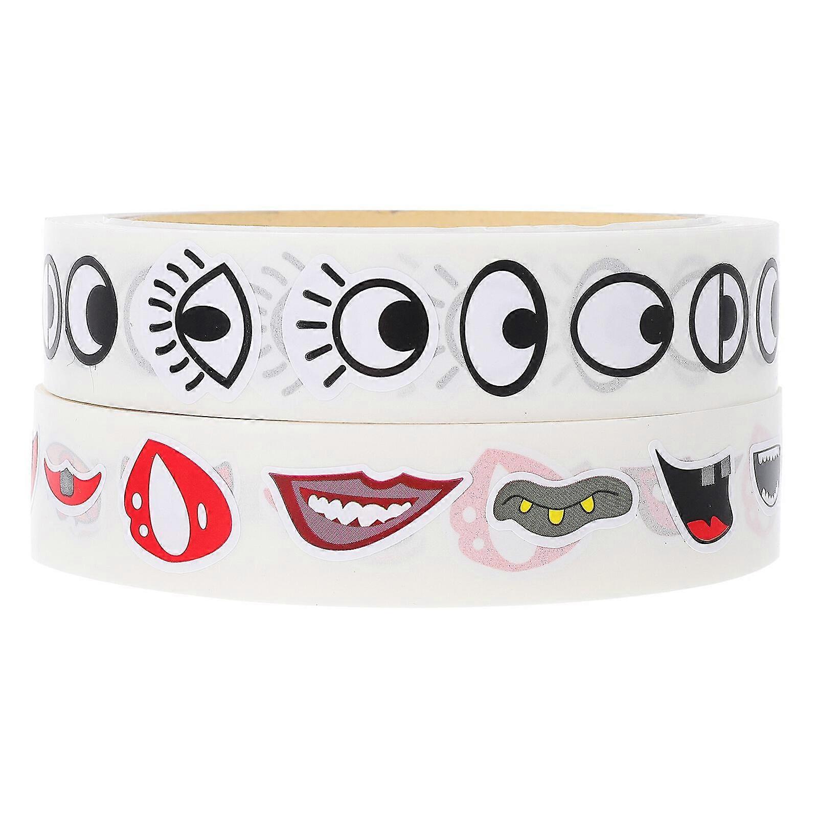 2ロール子供カラフルなマニュアルアイマウスラブリーペーパーセルフ粘着ステッカー