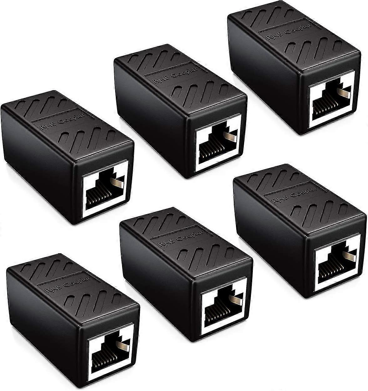 6x Cat6 جسر إنهاء كابلات الشبكة كابل التصحيح كابل إيثرنت محمية محول وحدات 2x أنثى جاك Rj45 DSL LAN - أسود
