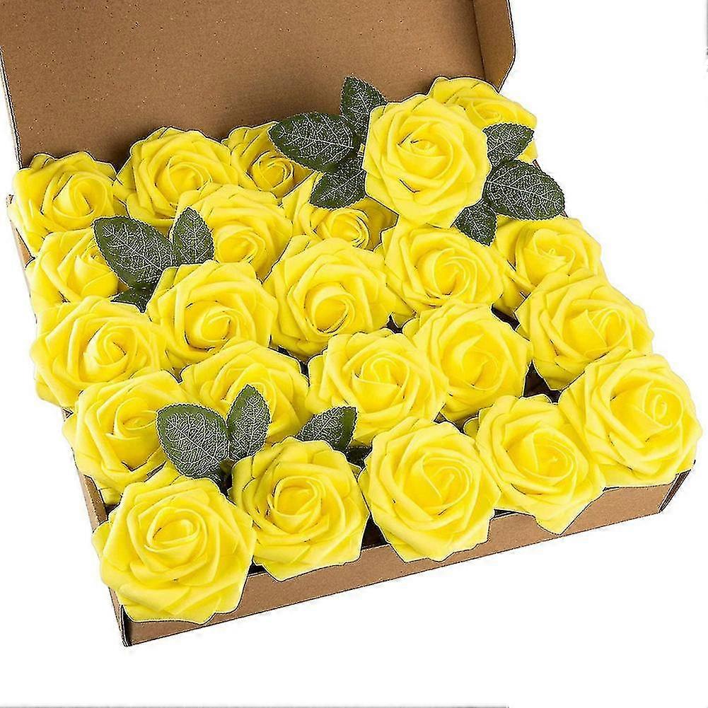 25pcs زهرة رغوة روز الورود زهرة رؤساء مع الجذعية ل دي باقات الزفاف سنتربيس