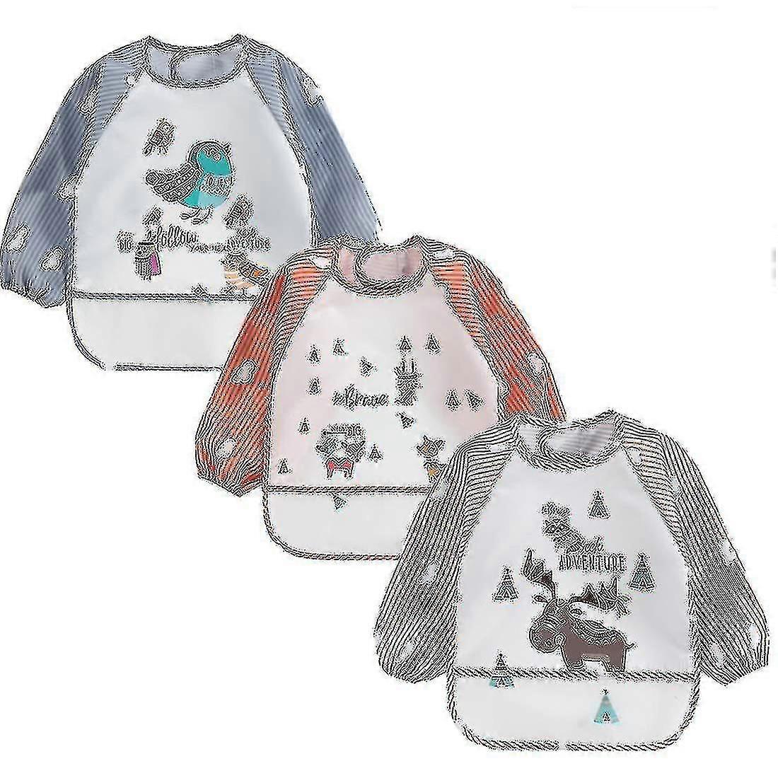 3pcs wasserdichtes Baby-Lätzchen mit Ärmeln, waschbares Lätzchen