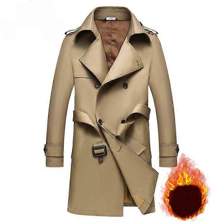 Mens Casual Jacket Mid-Length Windbreaker Coat Outerwear Windproof Jacket