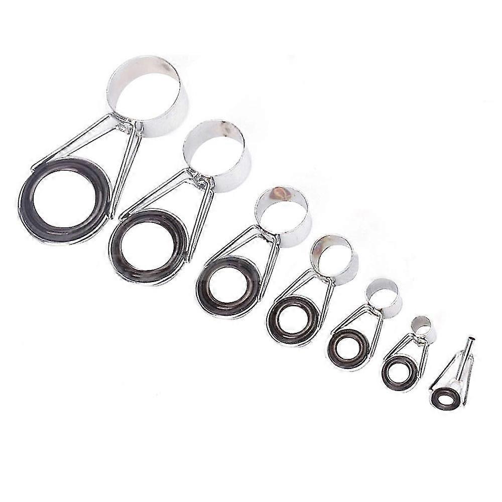 7pcs Fishing Rod Guides Tip 7 Sizes Telescopic Tip Repair Kit Line Rings Eyes Set