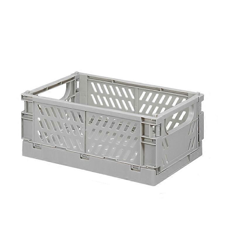 Folding Stackable Storage Basket Large Light Gray