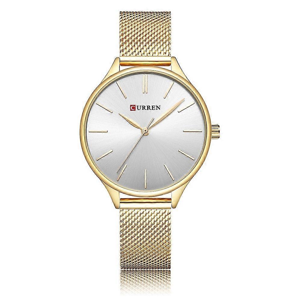 Curren Women Quartz Watch Gold Shell White Surface