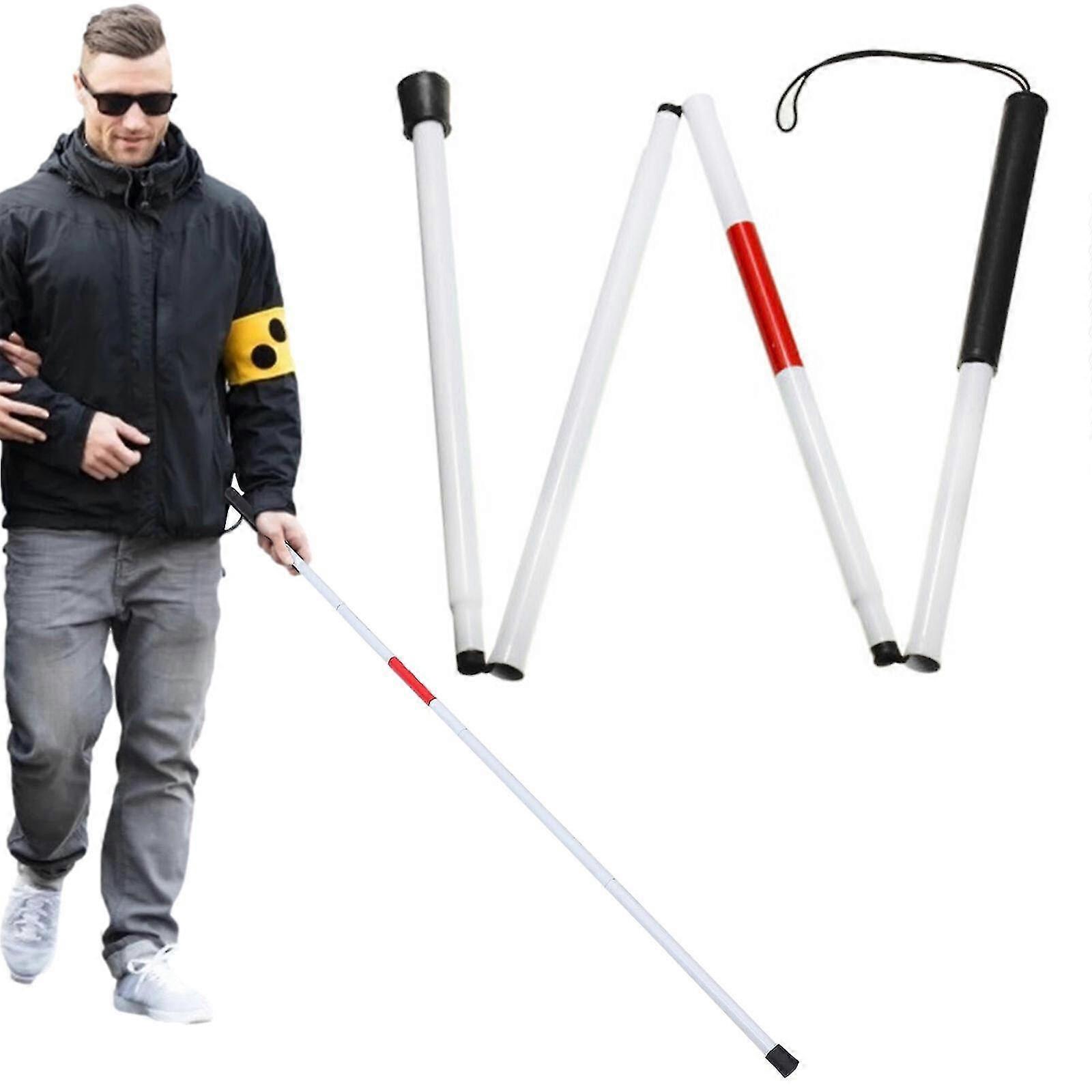 Folding Blind Cane Walking Stick with Red Reflective Tape for the Blind