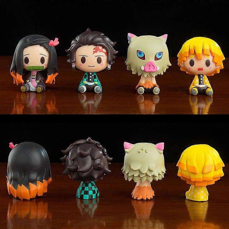 4Pcs/Set Demon Slayer Kamado Tanjirou Nezuko Agatsuma Zenitsu Action Figure Cute Anime Model PVC Sta