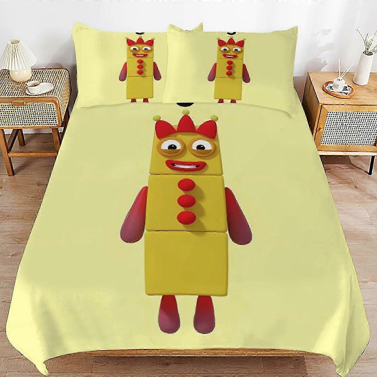 n2087 ملاءات السرير Numberblocks غطاء لحاف السرير ستوكات الفراش Se3D مطبوعة خفيفة الوزن 3 قطع المعزي Se ، (1 غطاء لحاف و 2 غطاء وسادة) سرير S