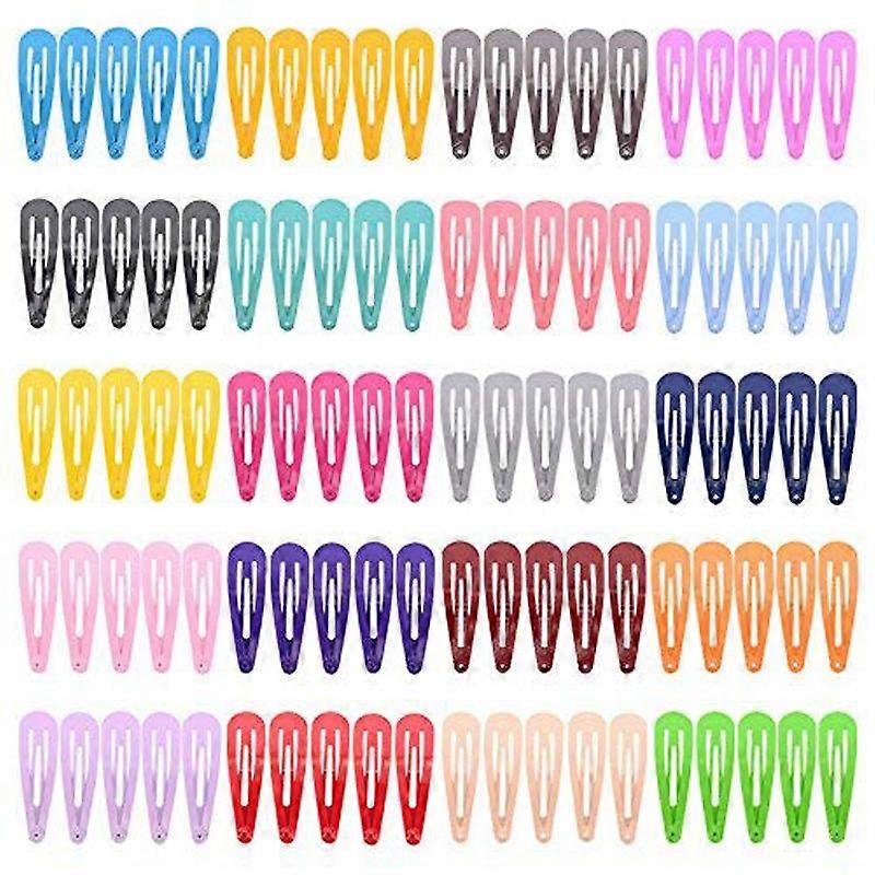 Dww-Girls' Hair Clips (Color), 100 5cm Girls' Hair Clips, Non-Slip Metal Snap Closure, Hair Clips for Children and Young Women, Cute Candy Color Hair 