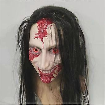 Masque D'horreur Femme Qui Pleure En Latex - Perruque Intégrée, Couverture Complète, Pour Halloween Et Cosplay