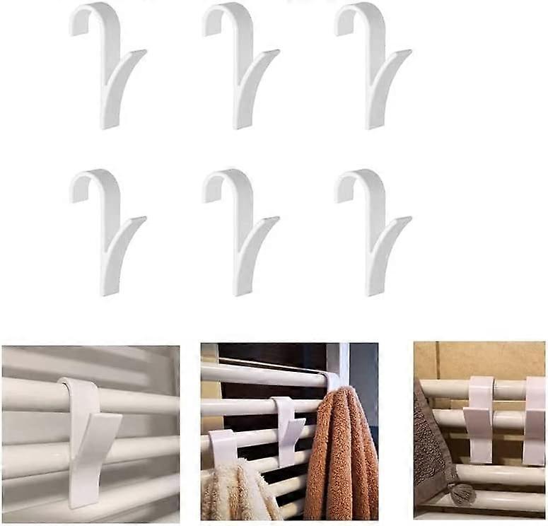 6pcs Universal Towel Radiator Hook - Plastic, White