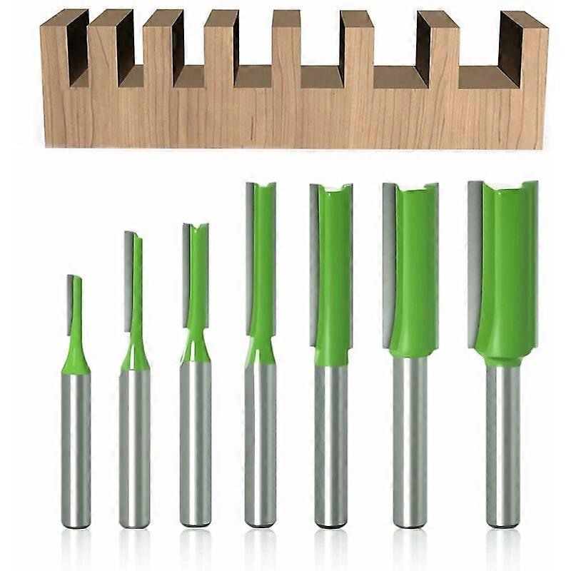 7Pcs 6mm Shank Straight Router Bit, for Wood Tungsten Carbide Woodworking Tool, Straight Single Duble Flute Wood Router, 3mm 4mm 5mm 6mm 8mm 10mm 12mm
